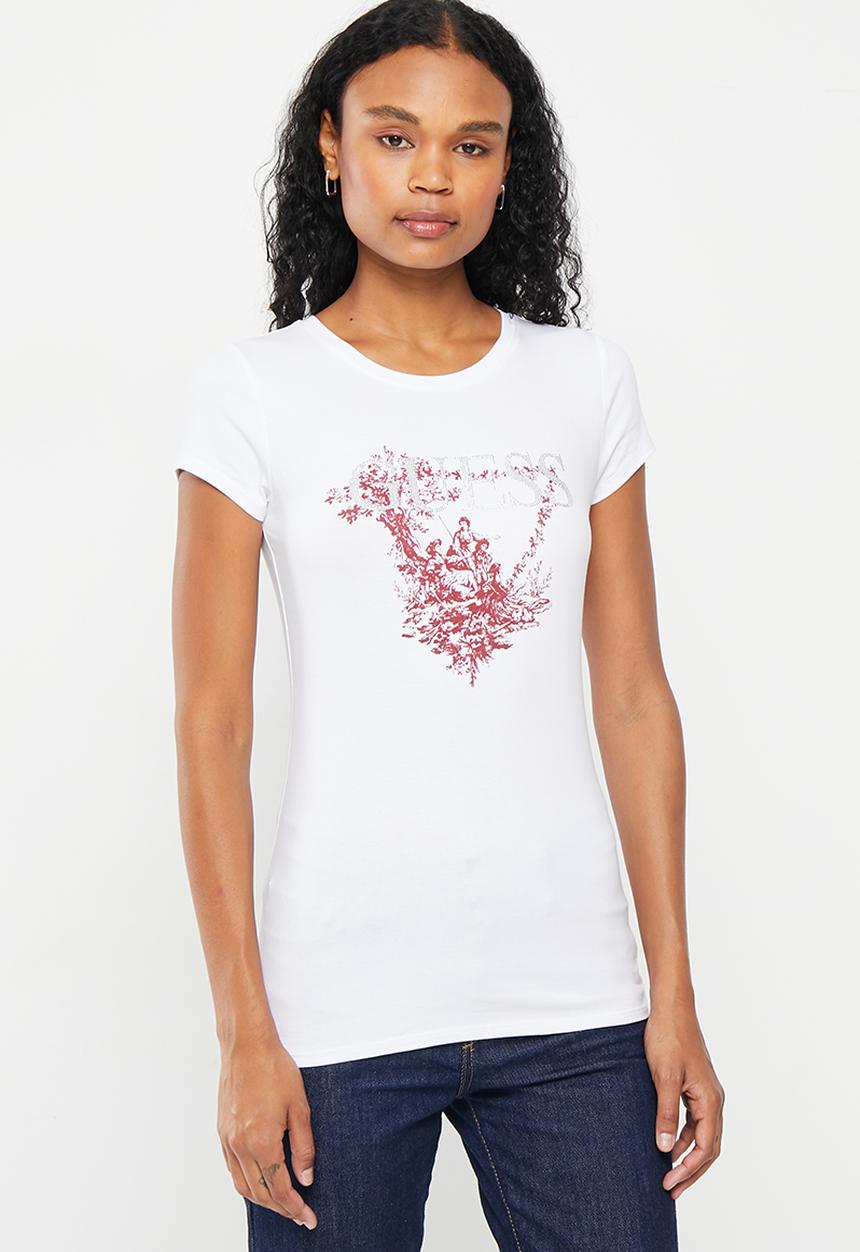 GUESS - Short sleeve triangle ladies logo r3 - pure white