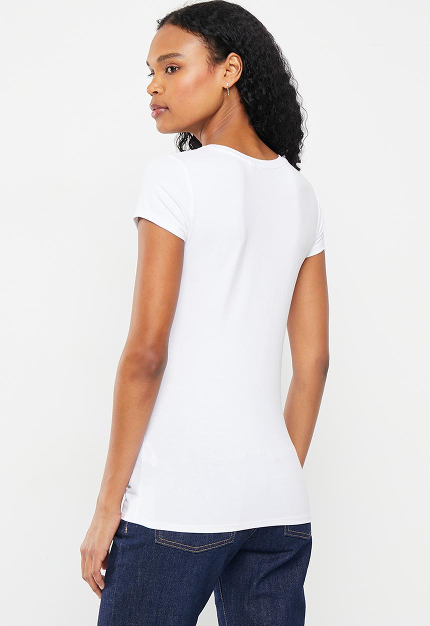 GUESS - Short sleeve triangle ladies logo r3 - pure white