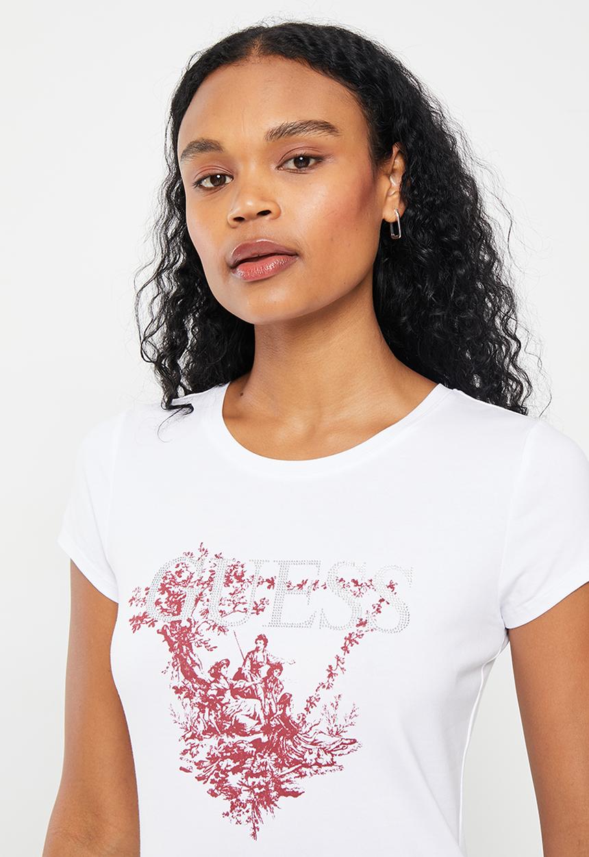 GUESS - Short sleeve triangle ladies logo r3 - pure white