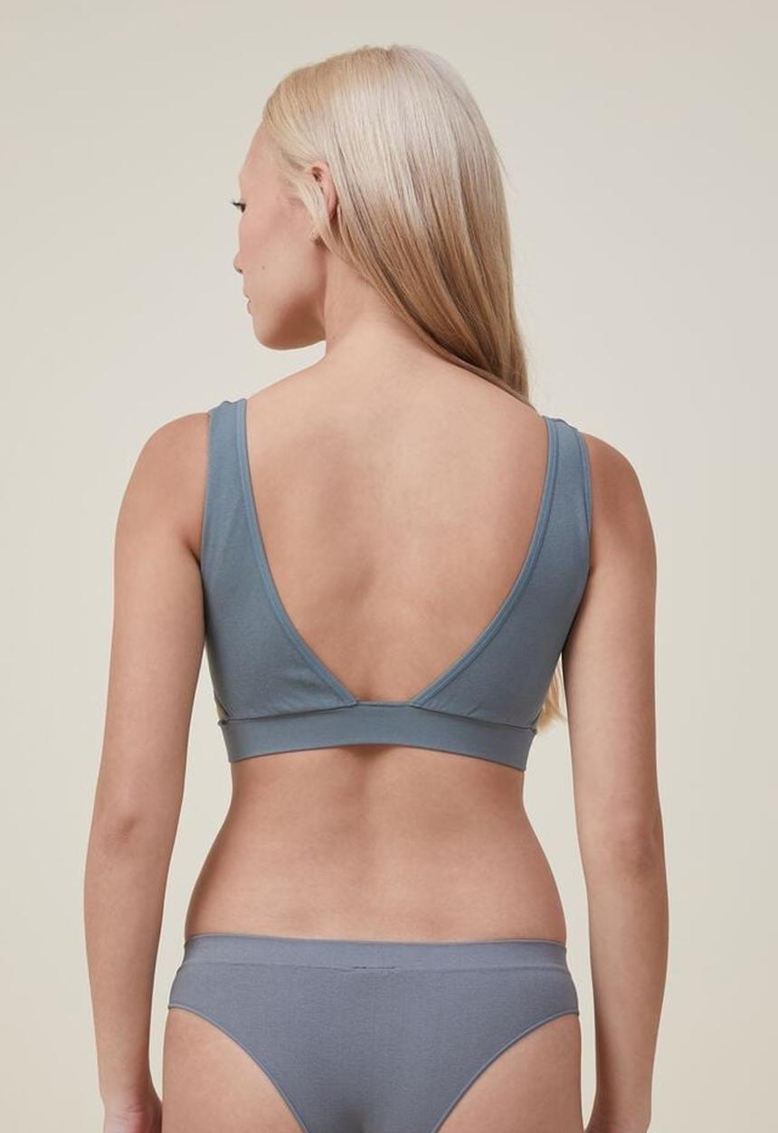Cotton On - Seamless rib cut out bralette - eucalpytus