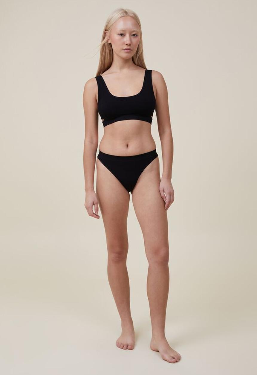 Cotton On - Seamless rib cut out bralette - black