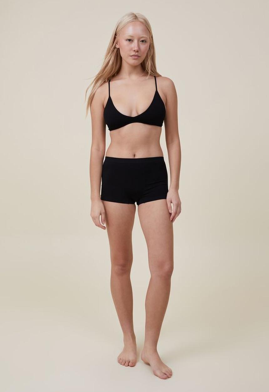 Cotton On - Seamless light weight boyshort brief - black debossed