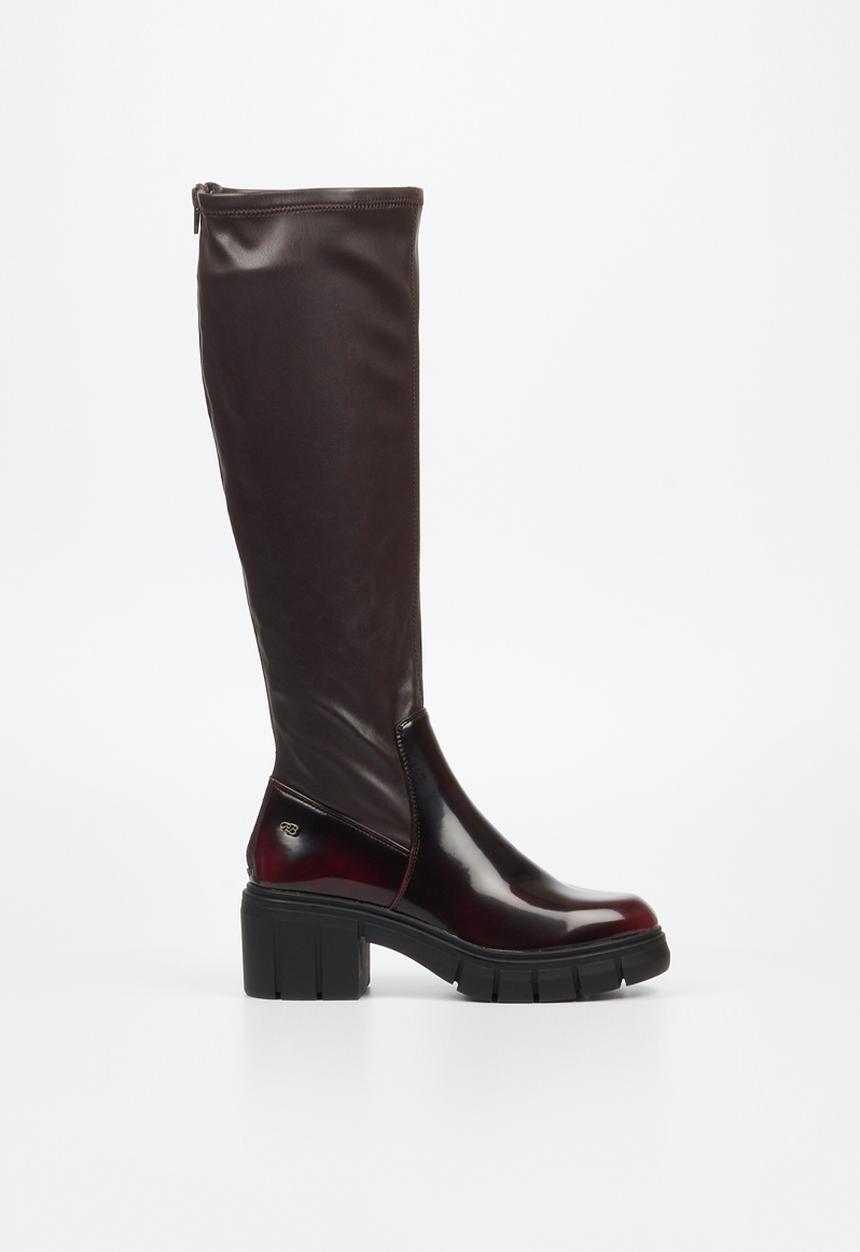 Miss Black - Calypso 2 knee length boot - burgundy