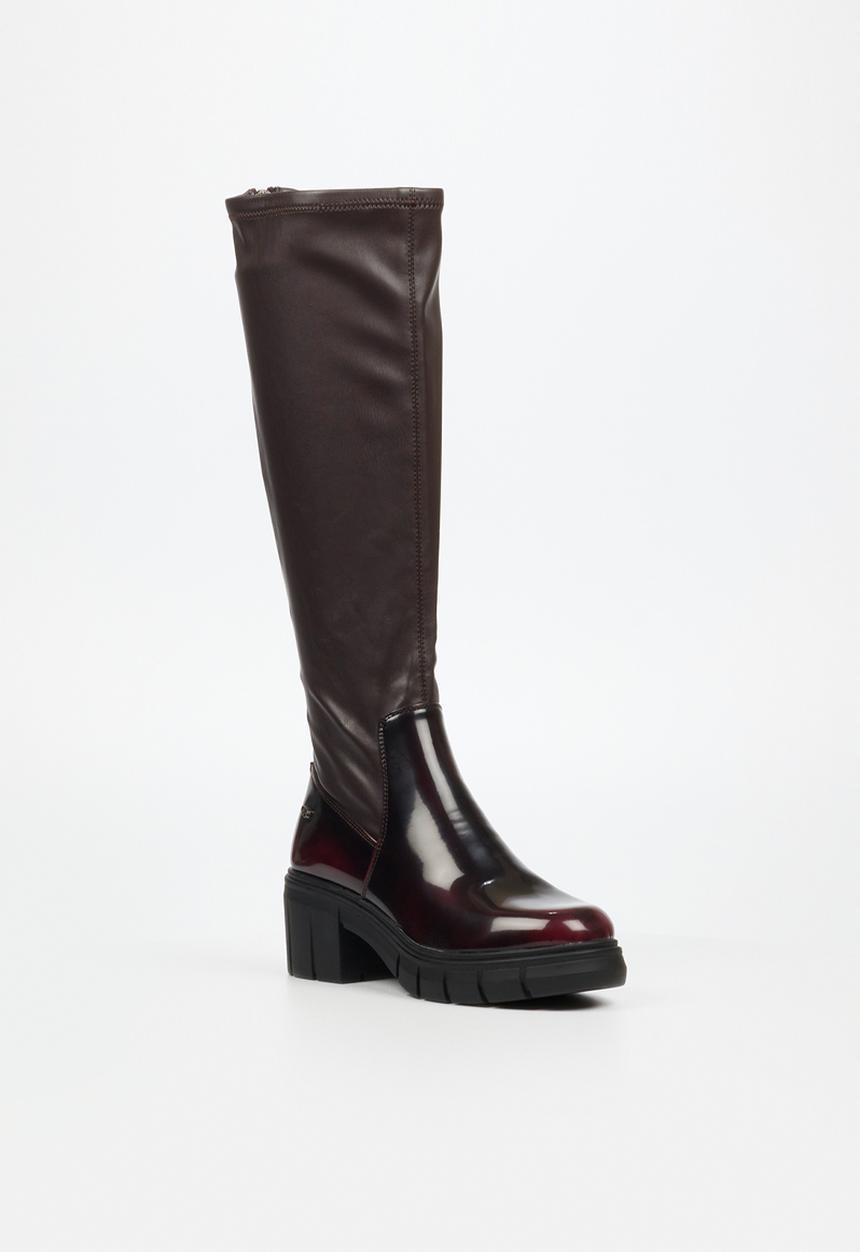 Miss Black - Calypso 2 knee length boot - burgundy