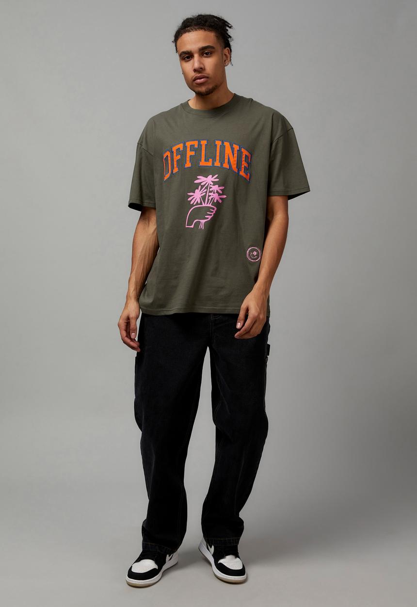 Cotton On -  Oversized open gallery t-shirt - hunter green & offline