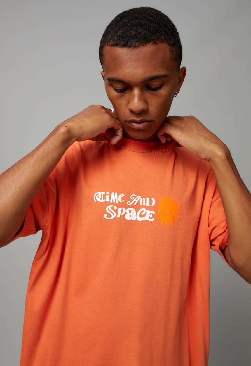 Cotton On - Oversized open gallery t-shirt - Orange, time & space 