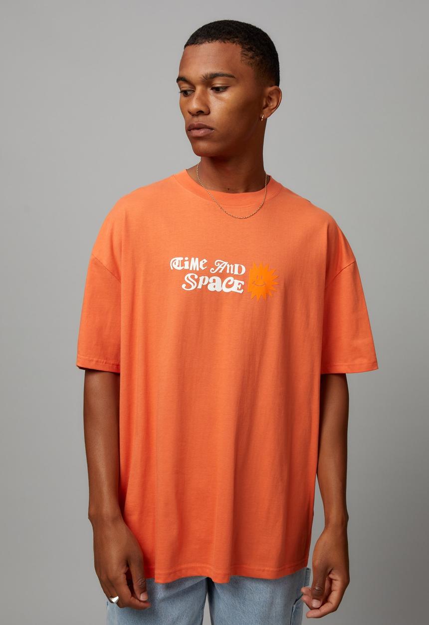 Cotton On - Oversized open gallery t-shirt - Orange, time & space 