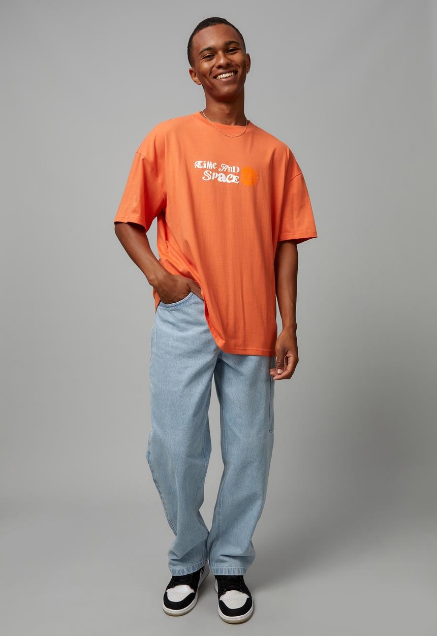 Cotton On - Oversized open gallery t-shirt - Orange, time & space 
