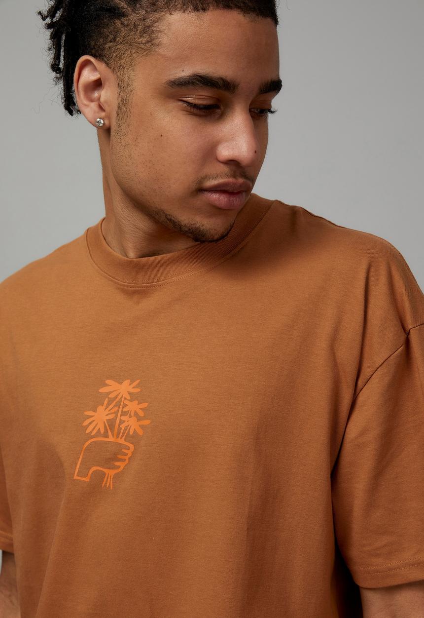 Cotton On - Oversized open gallery t-shirt - Tobacco & good times 