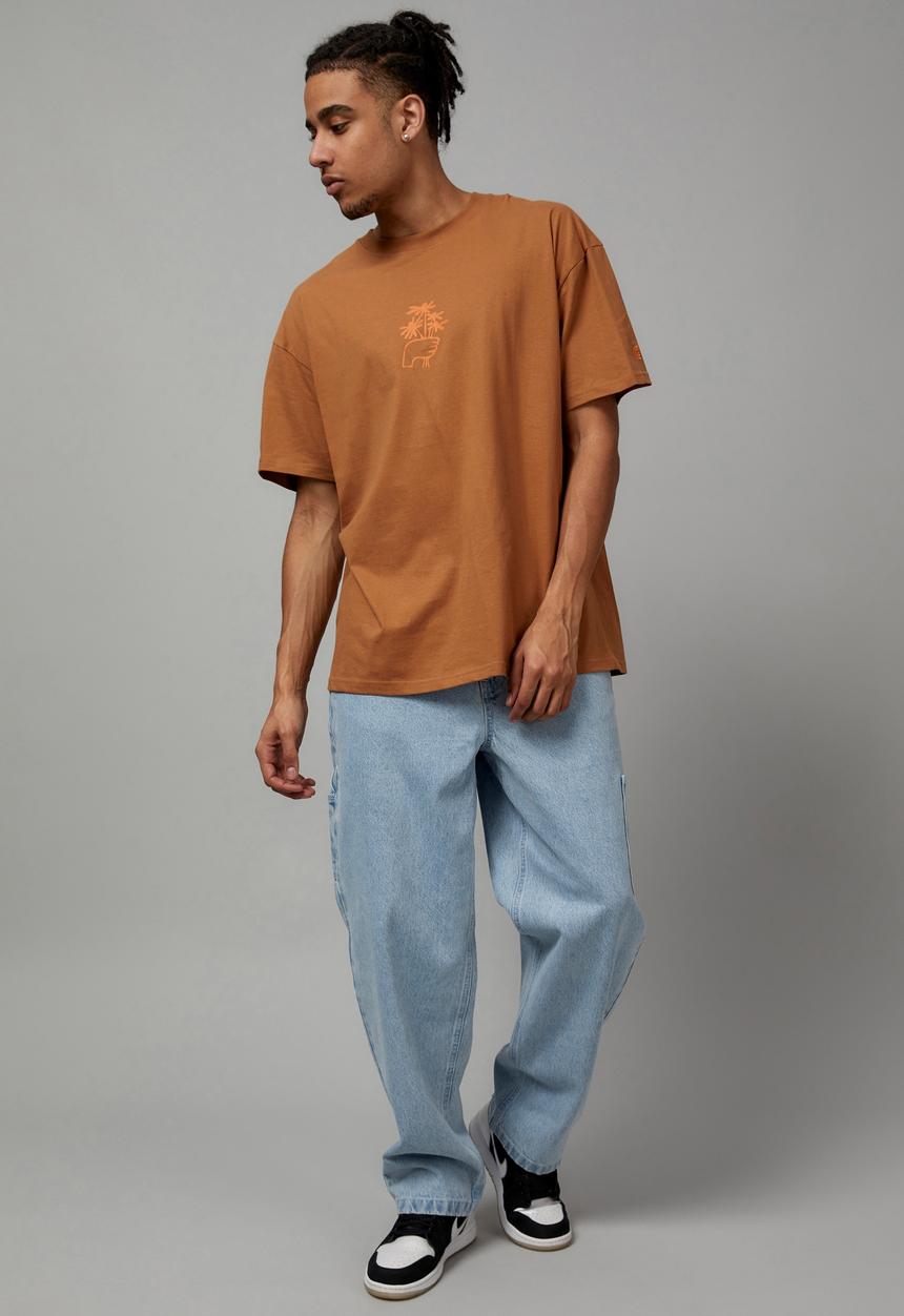 Cotton On - Oversized open gallery t-shirt - Tobacco & good times 