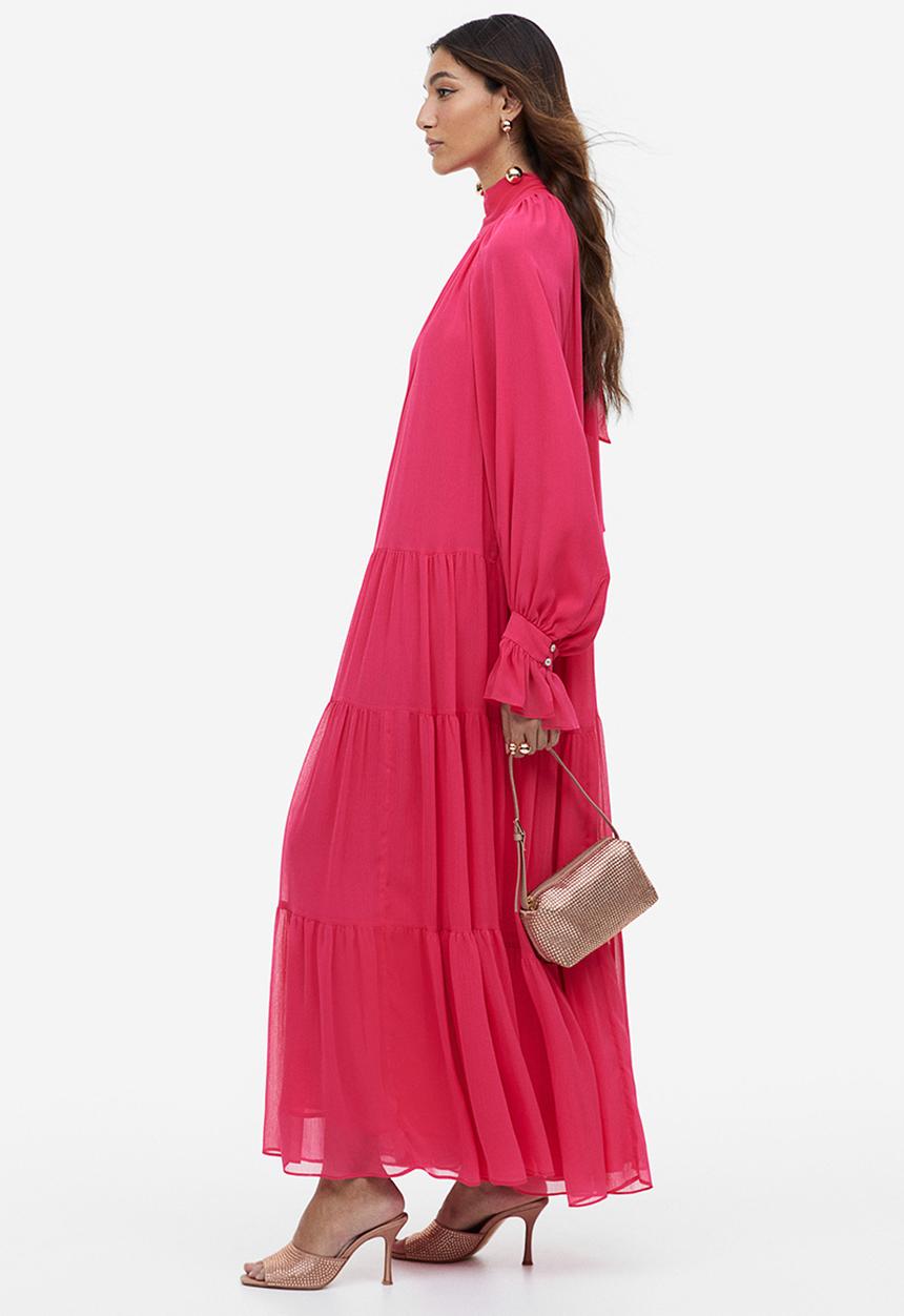 H&M - Tiered maxi dress - cerise