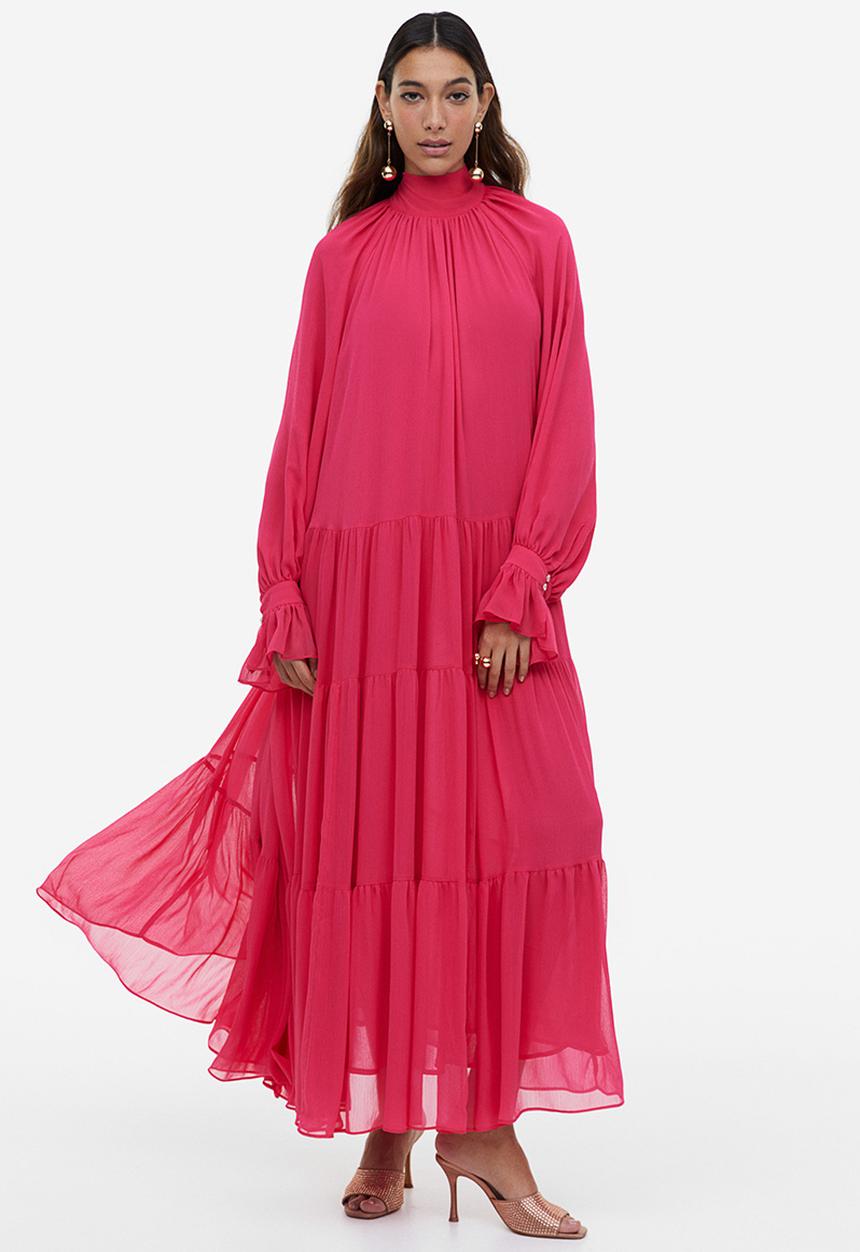 H&M - Tiered maxi dress - cerise