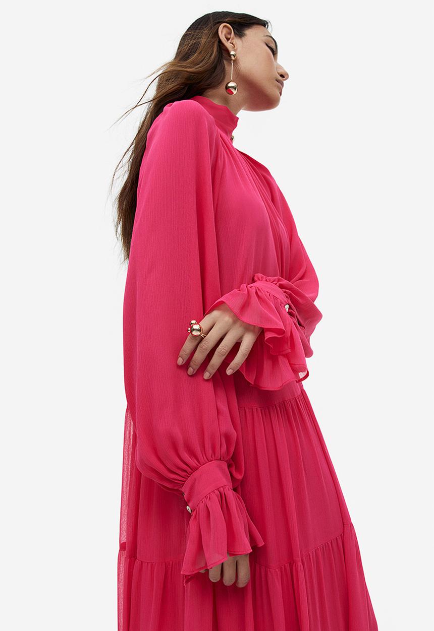 H&M - Tiered maxi dress - cerise