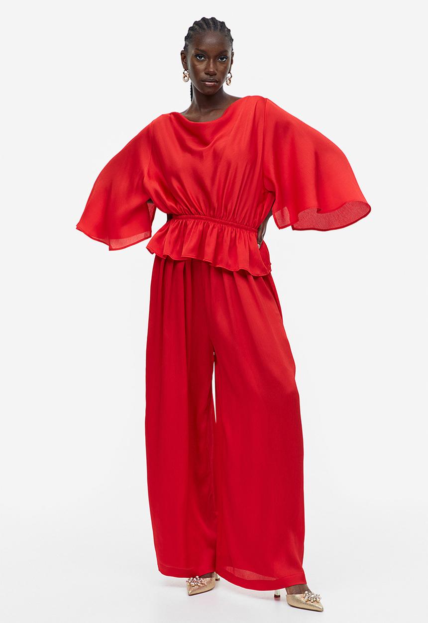 H&M - Crêpe-weave jumpsuit - bright red