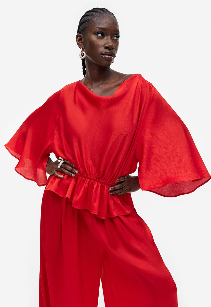 H&M - Crêpe-weave jumpsuit - bright red