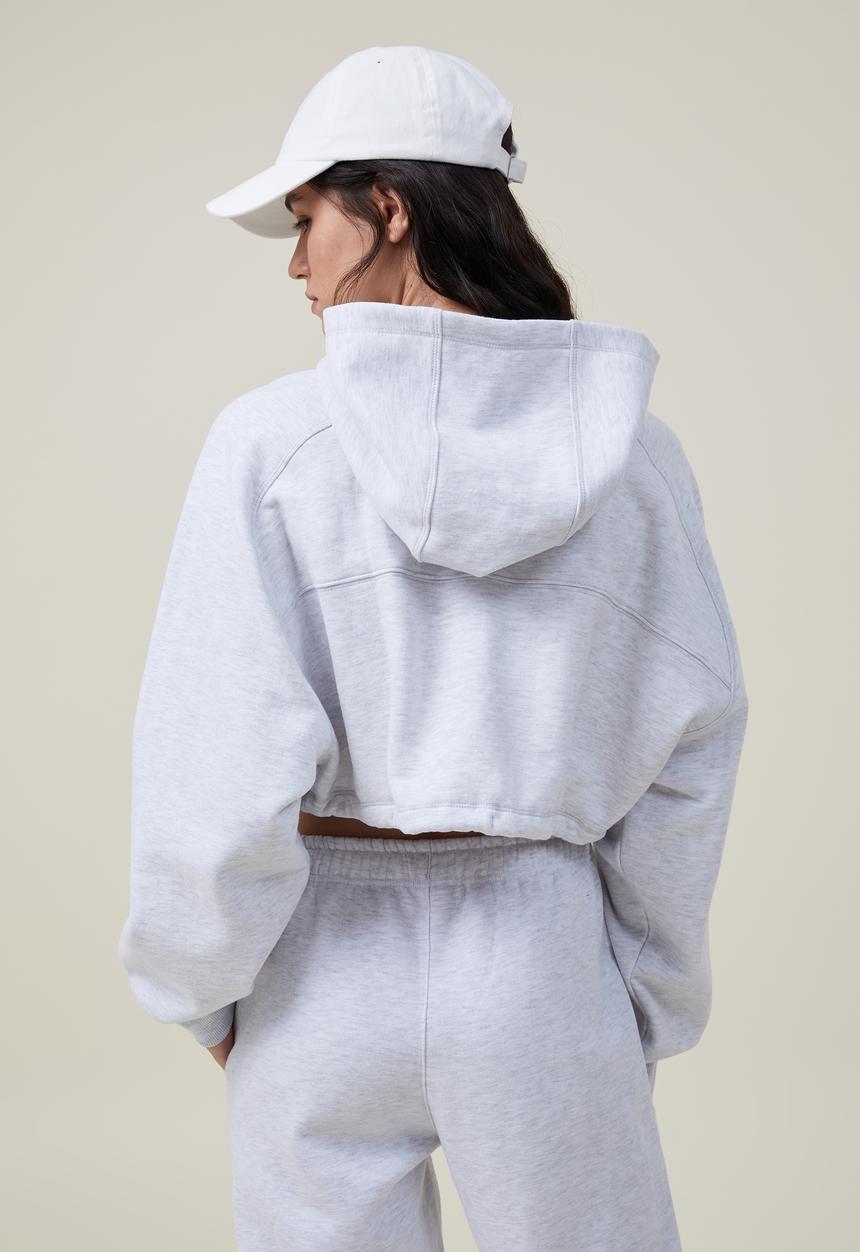 Cotton On - Plush cropped hoodie - cloudy grey marle