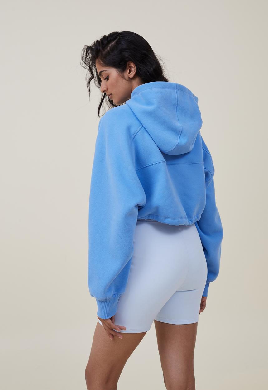 Cotton On -  Plush cropped hoodie - deep sky