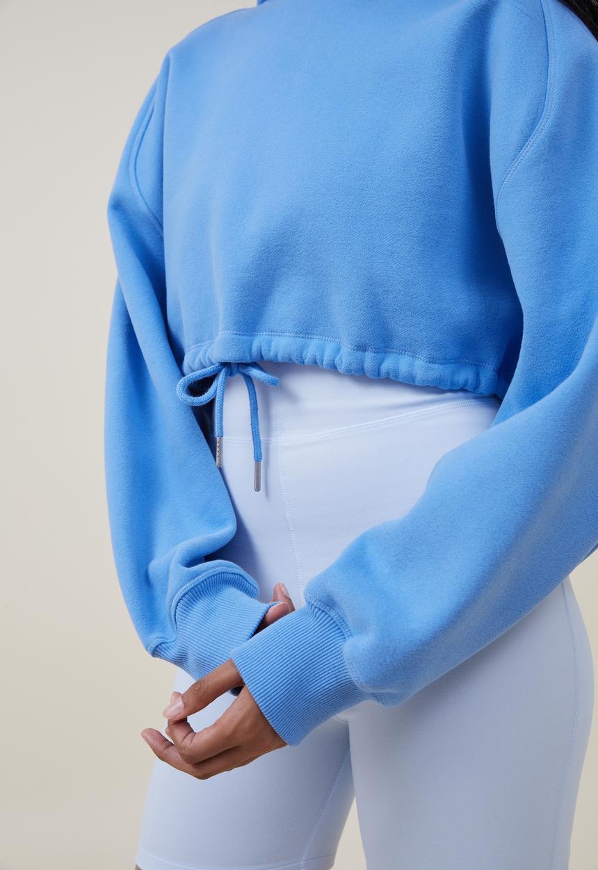 Cotton On -  Plush cropped hoodie - deep sky