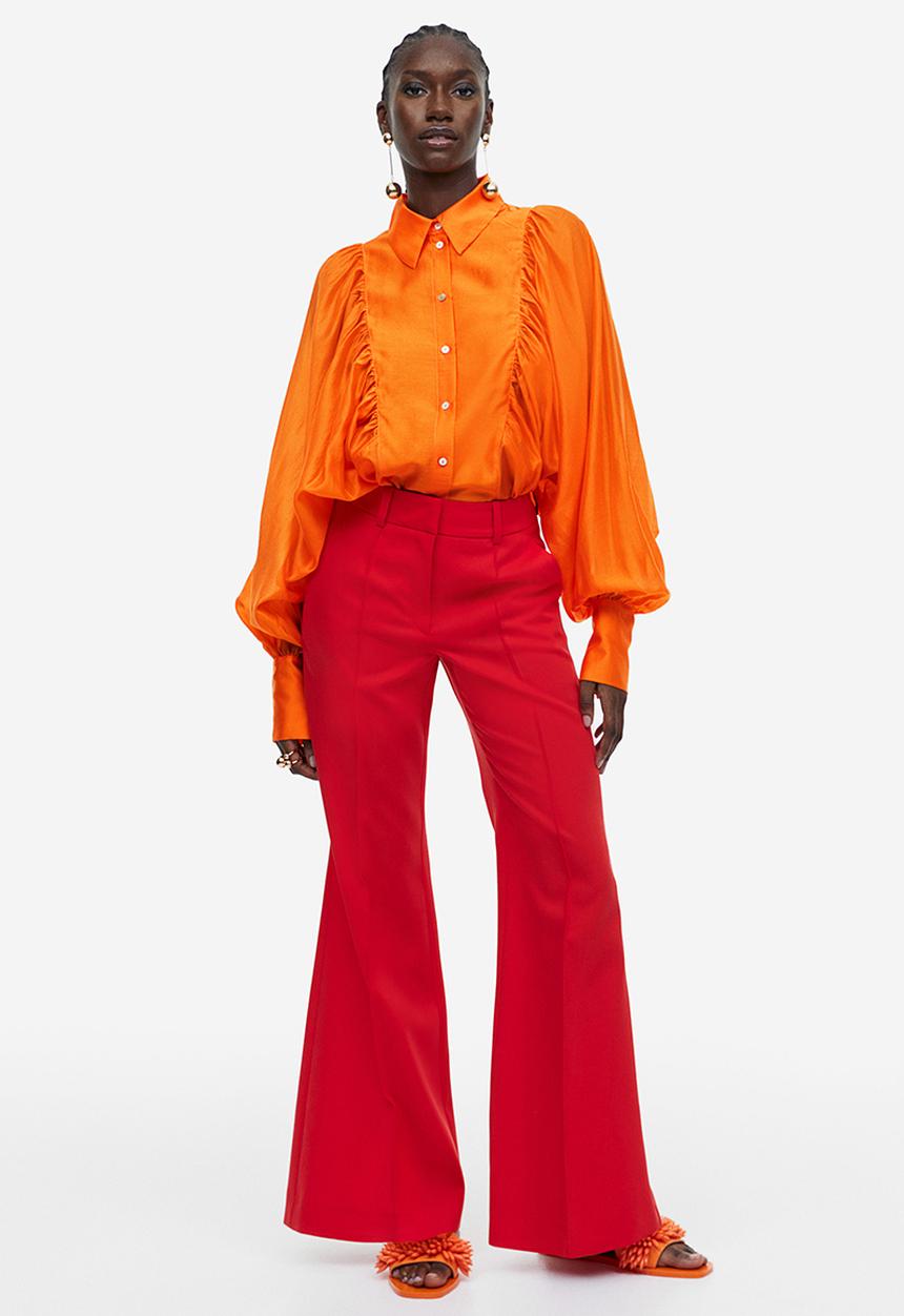 H&M - Balloon-sleeved blouse - orange