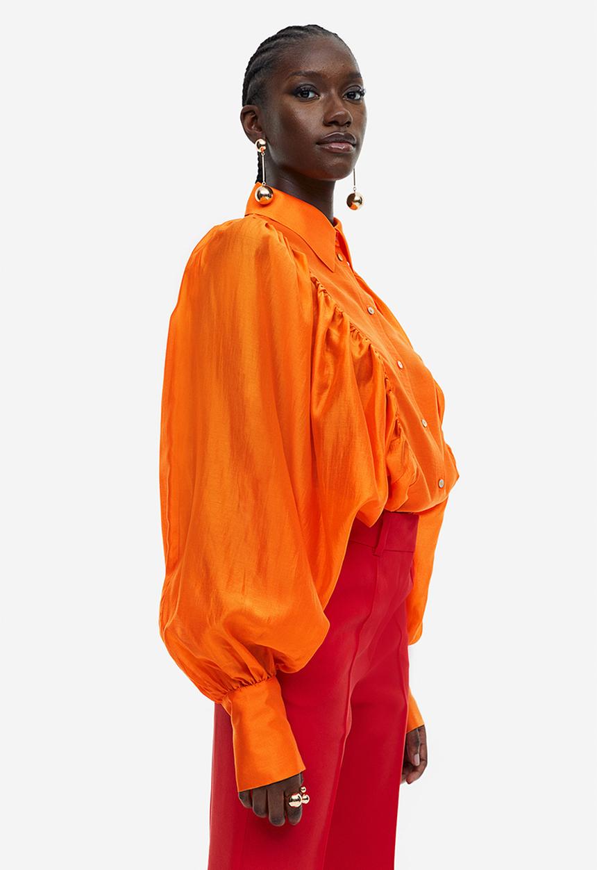 H&M - Balloon-sleeved blouse - orange