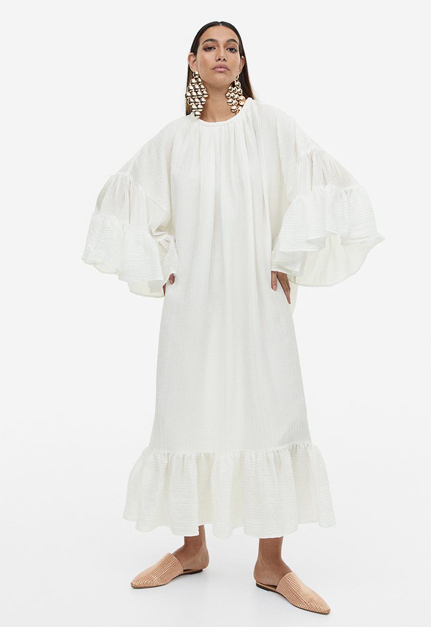 H&M - Flounced kaftan dress - white