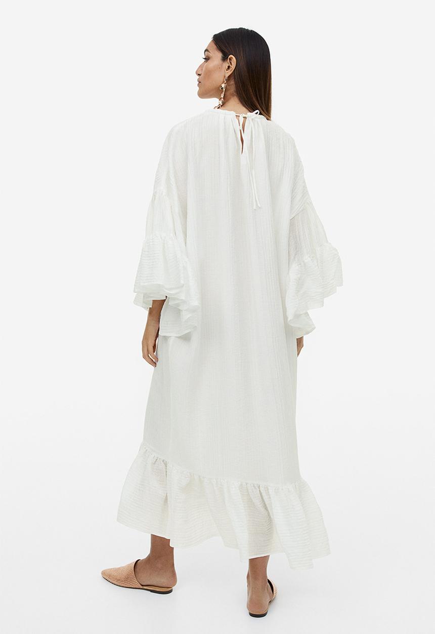 H&M - Flounced kaftan dress - white