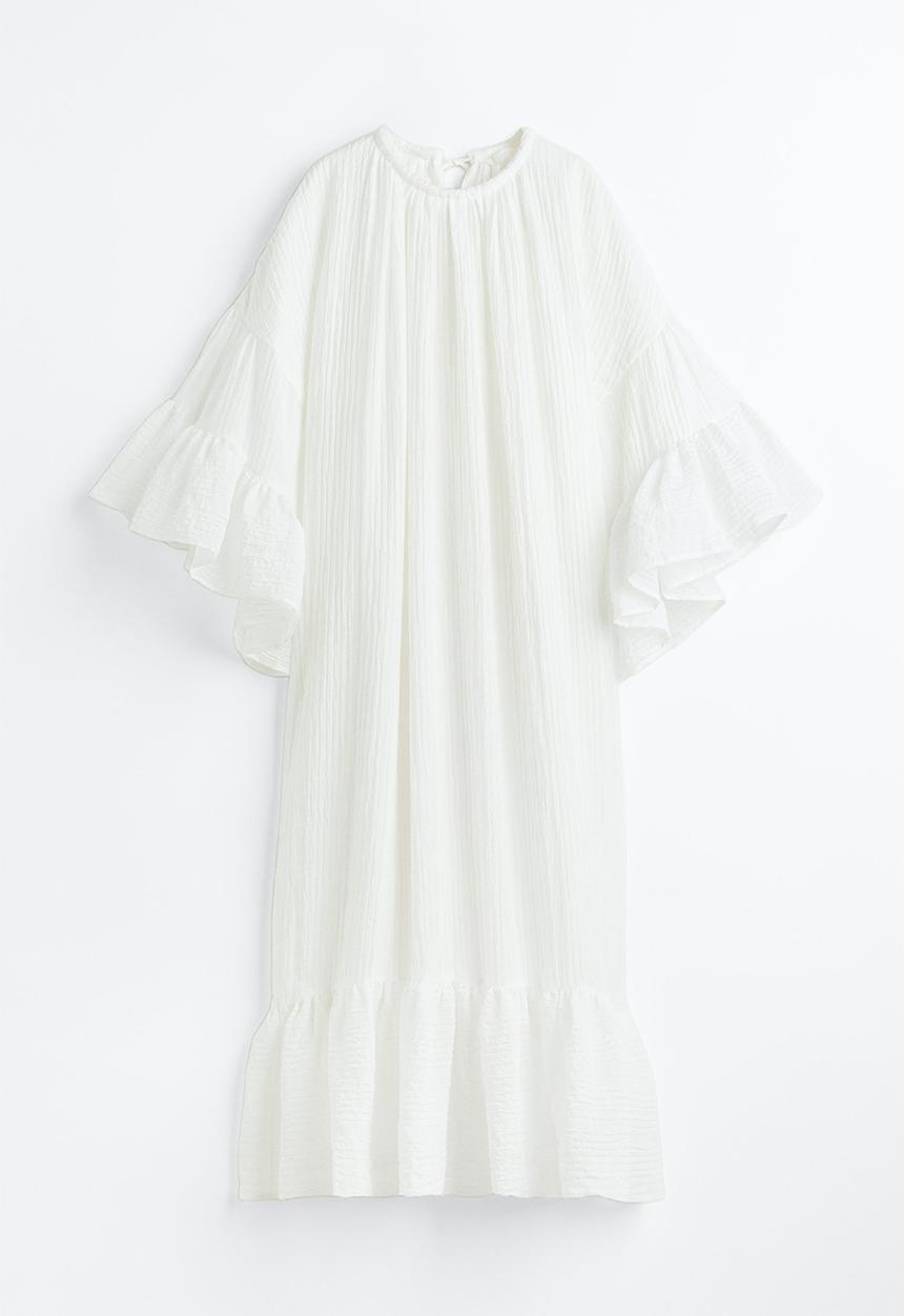H&M - Flounced kaftan dress - white
