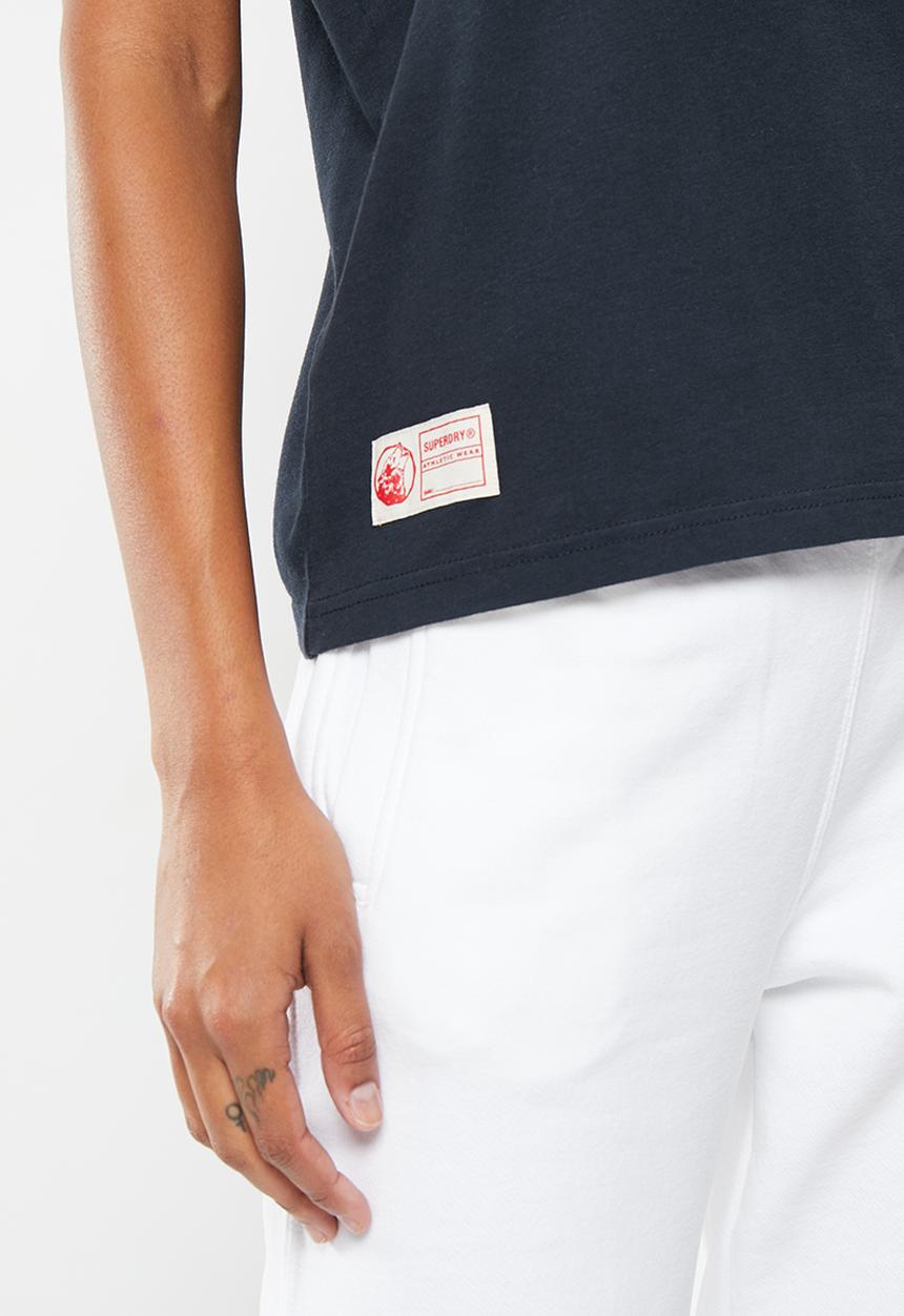 Superdry. - Vintage script style coll tee - eclipse navy