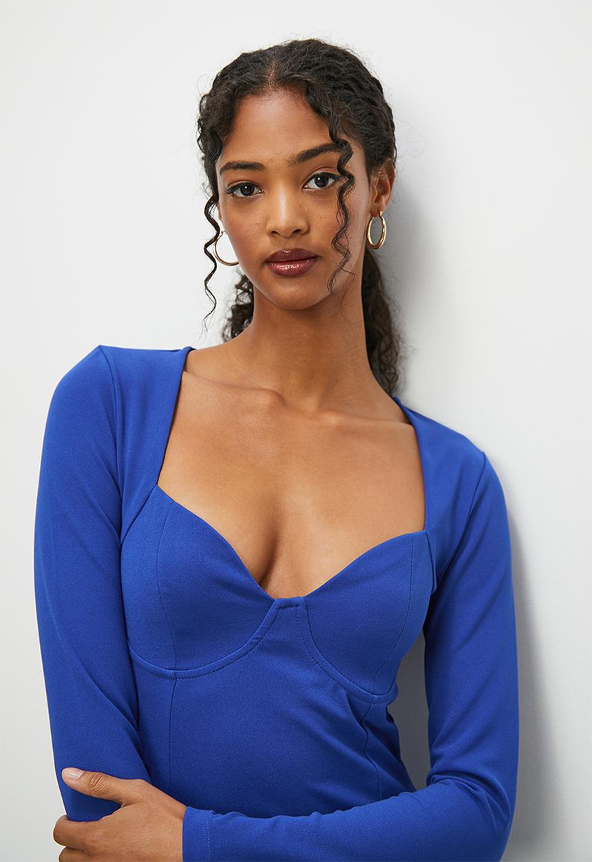 Blake - Corset detail mini dress - cobalt