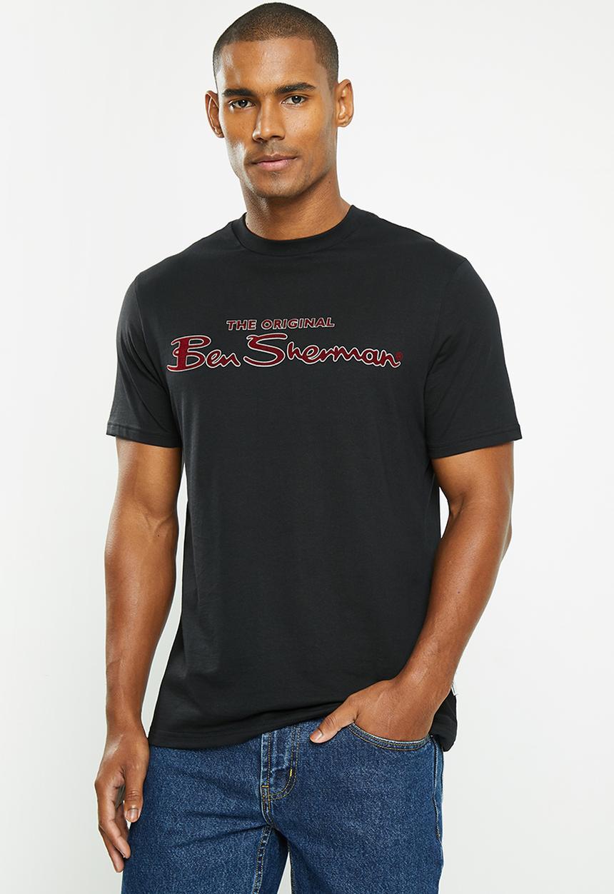 Ben Sherman - SIGNATURE TEE SHIRT FLOCK PRINT- BLACK