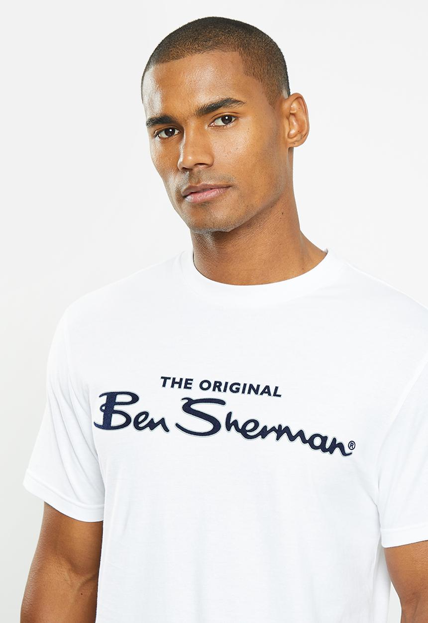 Ben Sherman - SIGNATURE TEE SHIRT FLOCK PRINT- WHITE