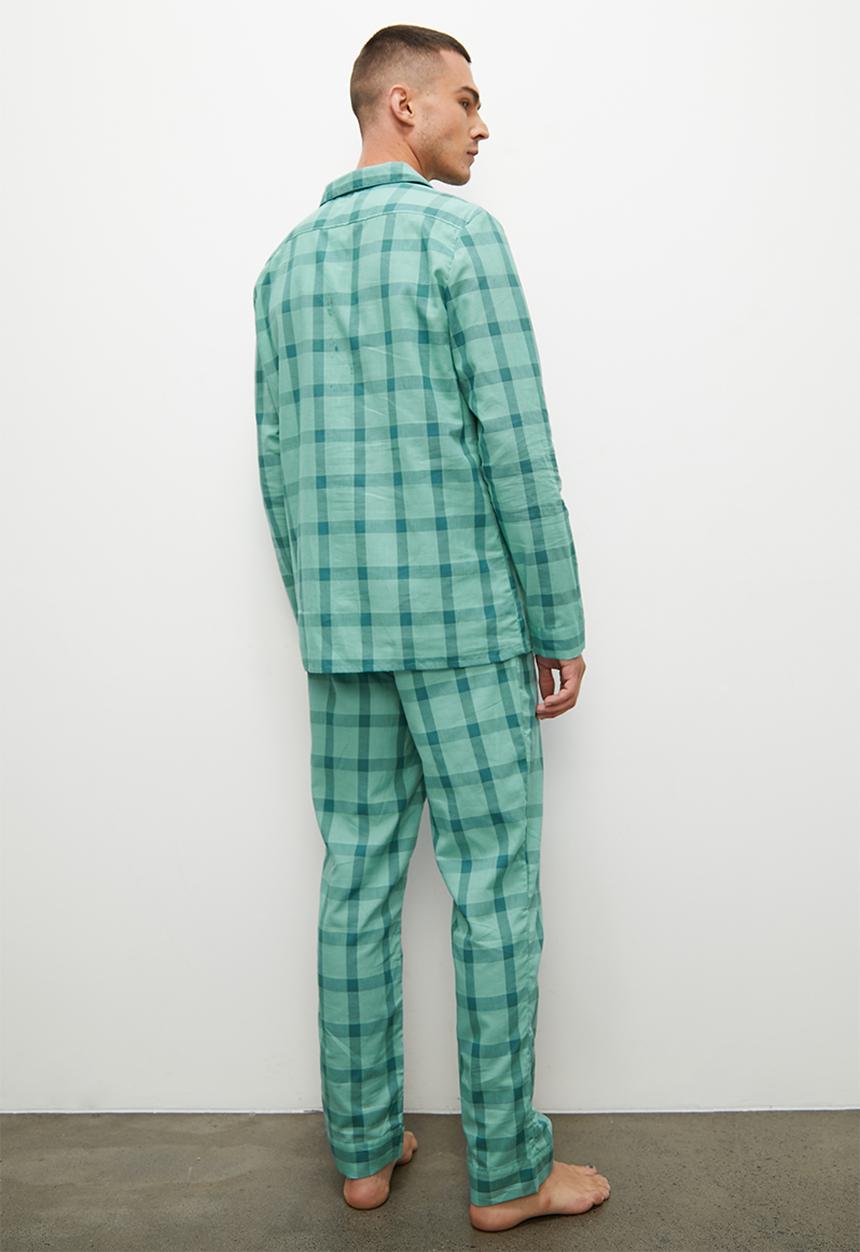 Superbalist - Woven cotton pyjama set - aqua check