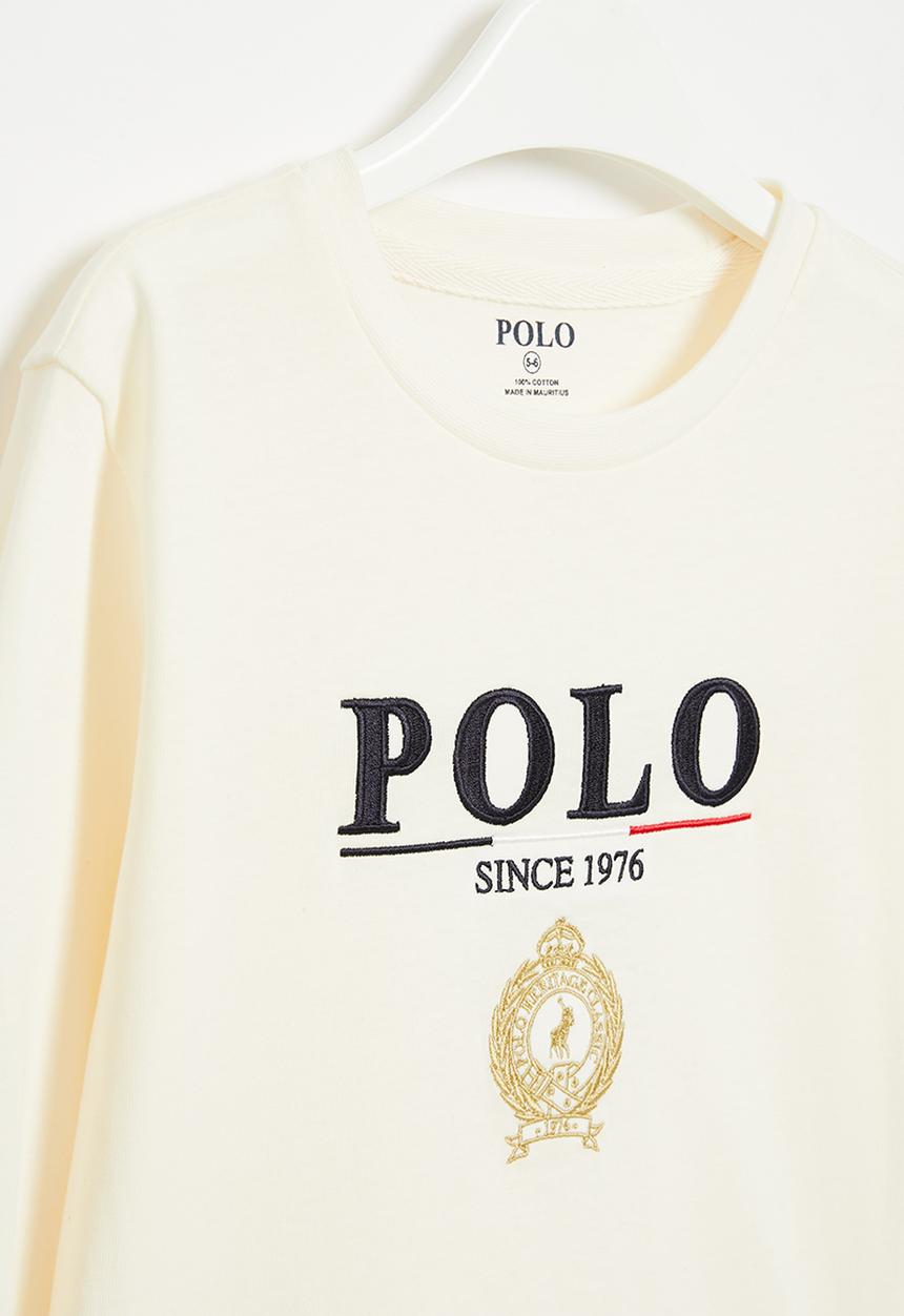 POLO - Boys corey crested long sleeve tee - milk
