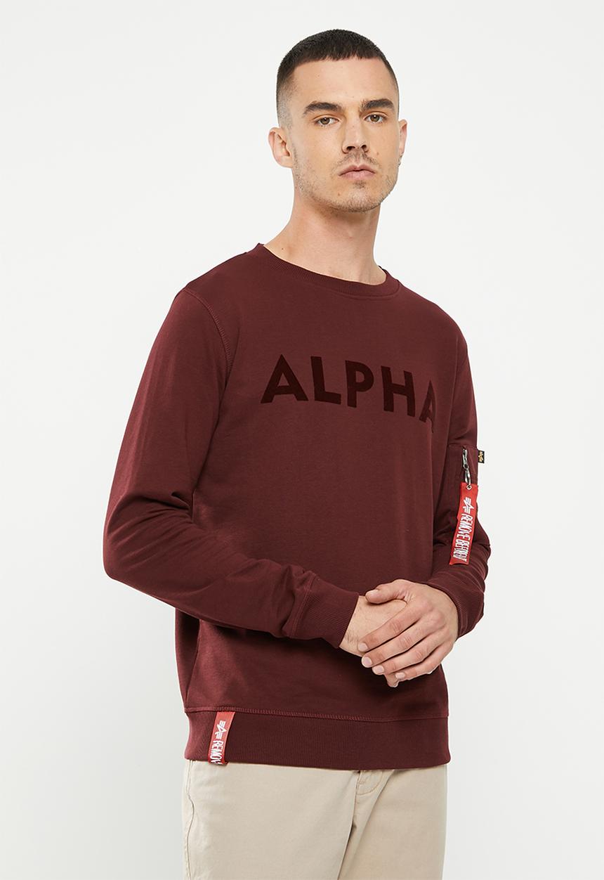 Alpha Industries - Ai flock crew sweat - burgundy