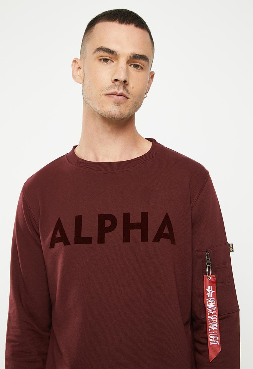 Alpha Industries - Ai flock crew sweat - burgundy