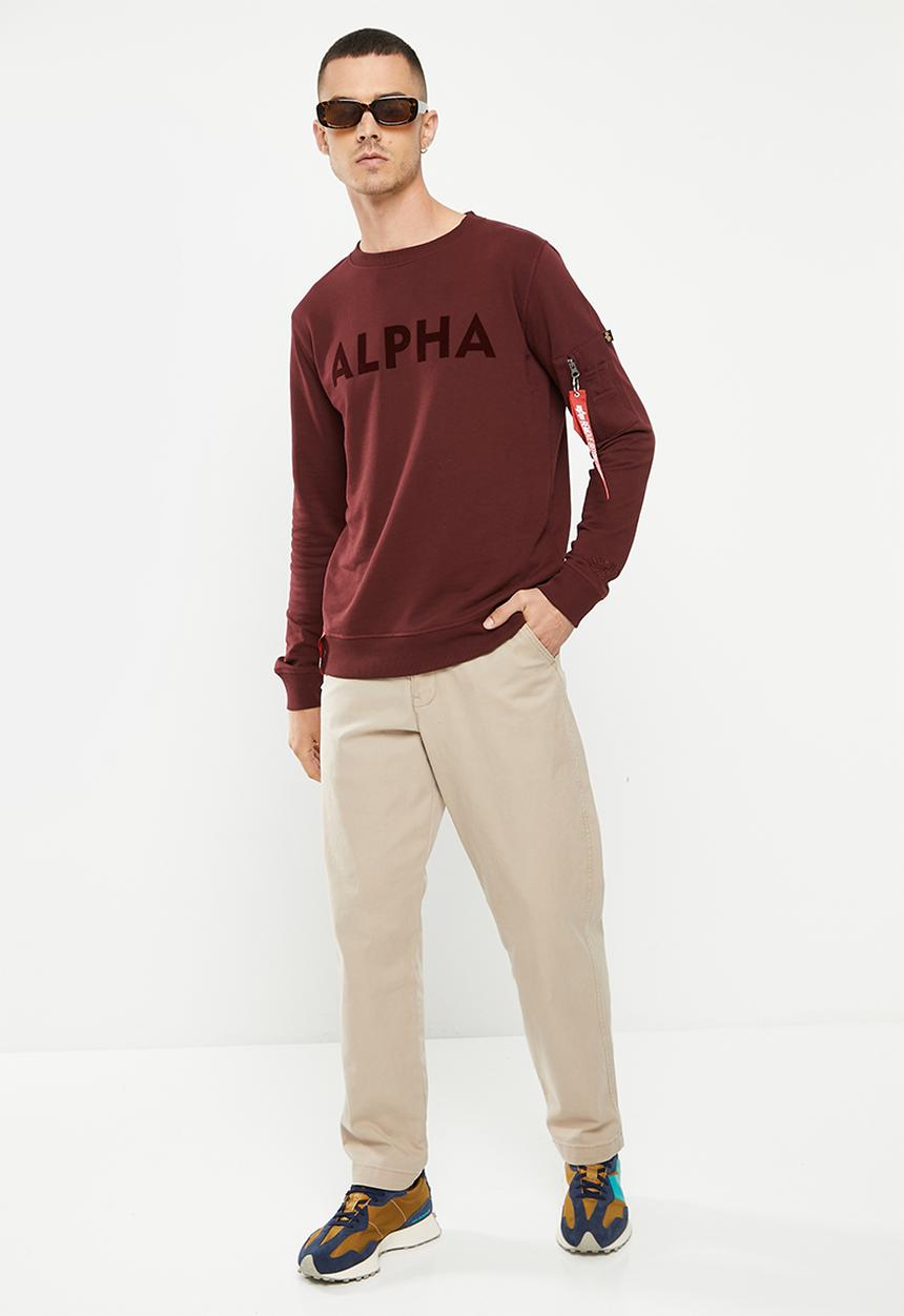 Alpha Industries - Ai flock crew sweat - burgundy