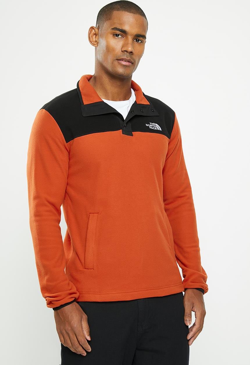 The North Face - Homesafe snap neck fleece pullover - rusted bronze/tnf black 