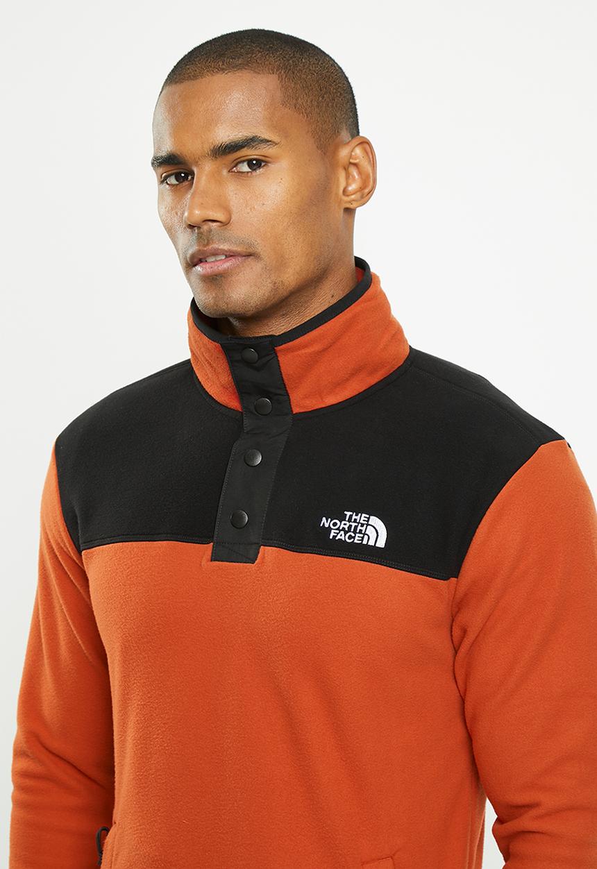 The North Face - Homesafe snap neck fleece pullover - rusted bronze/tnf black 