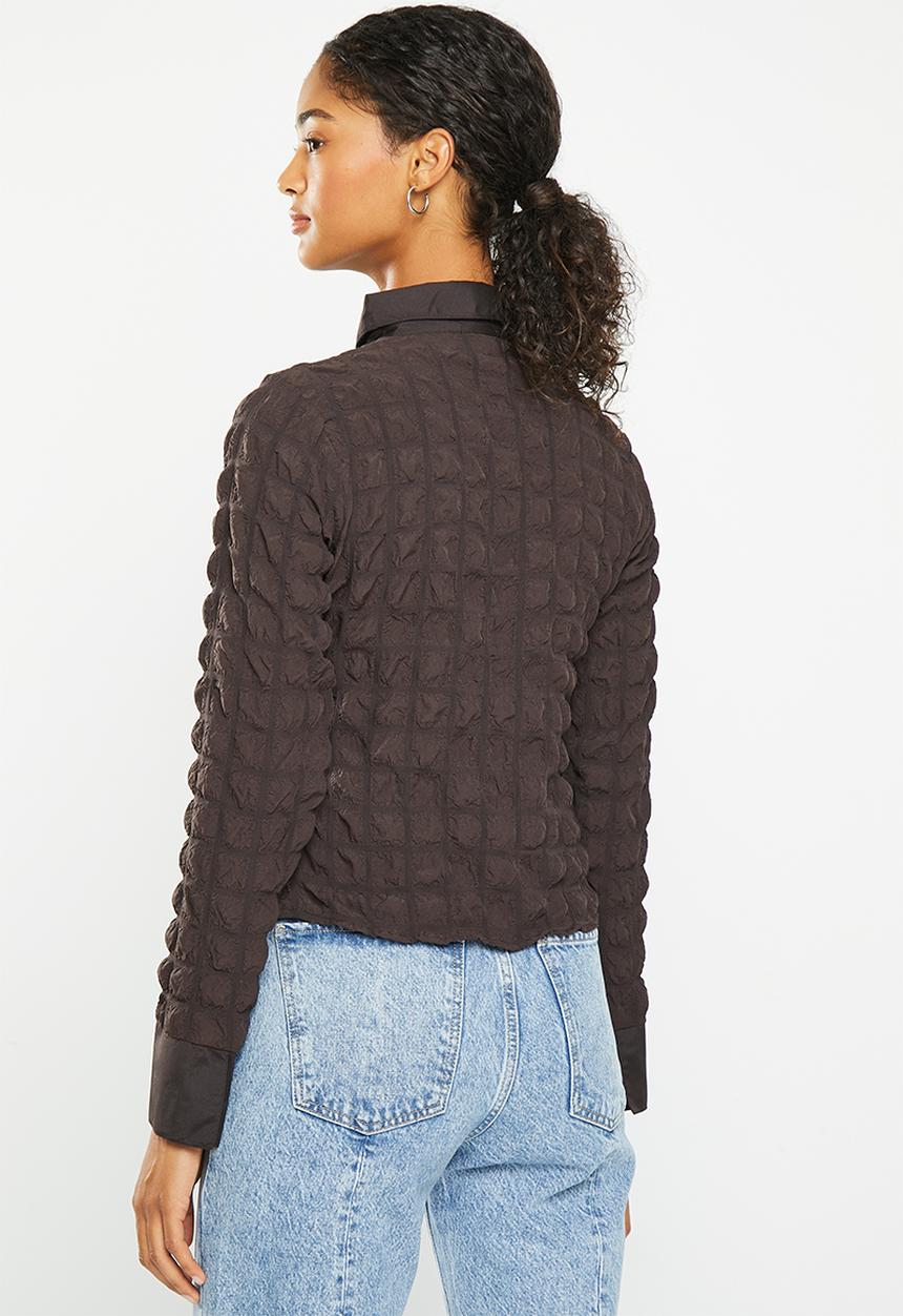 Daisy Street - Bubble cotton shirt - brown