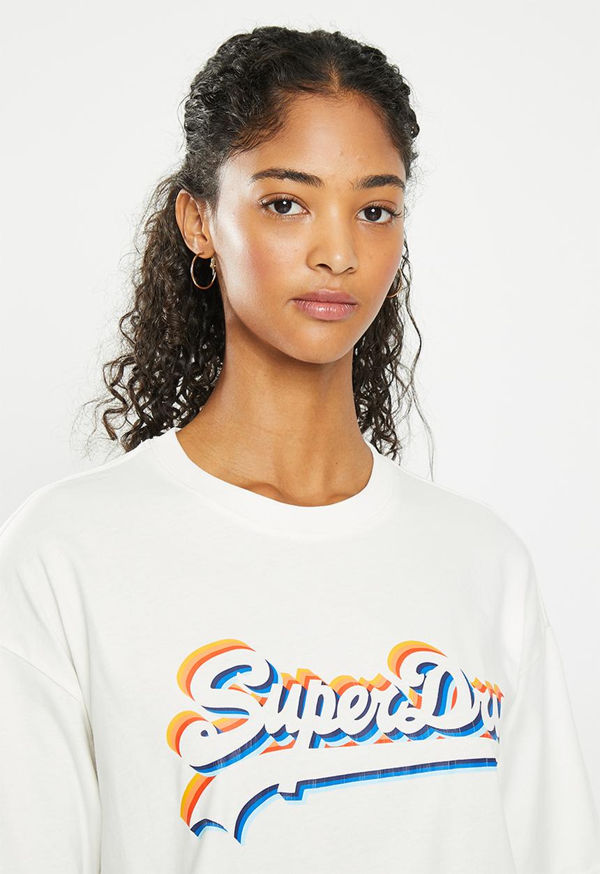 Superdry. - Vintage logo rainbow tee - off white