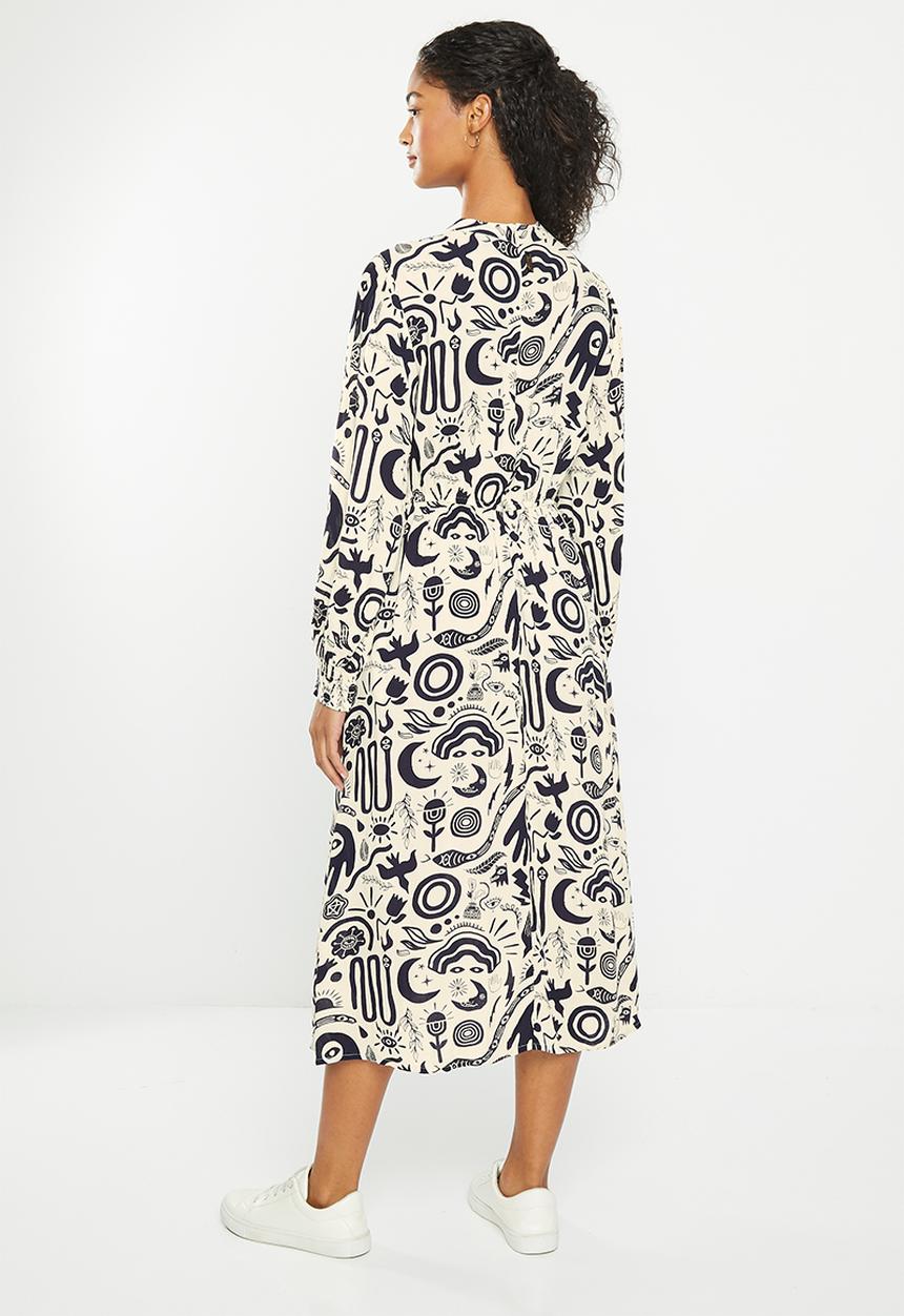 Superdry. - Vintage long sleeve midi dress - nomad print
