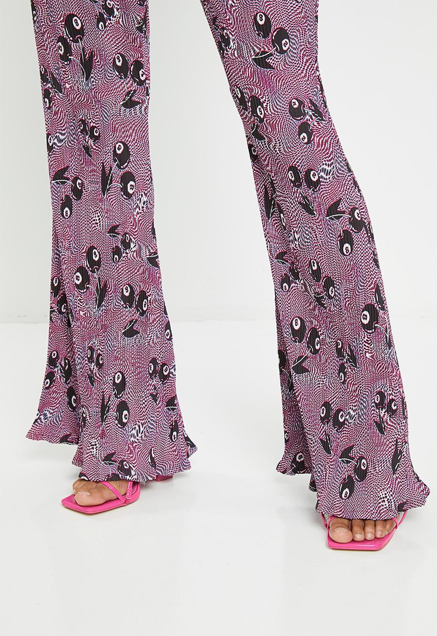 Daisy Street - Printed plisse trousers - cherry print