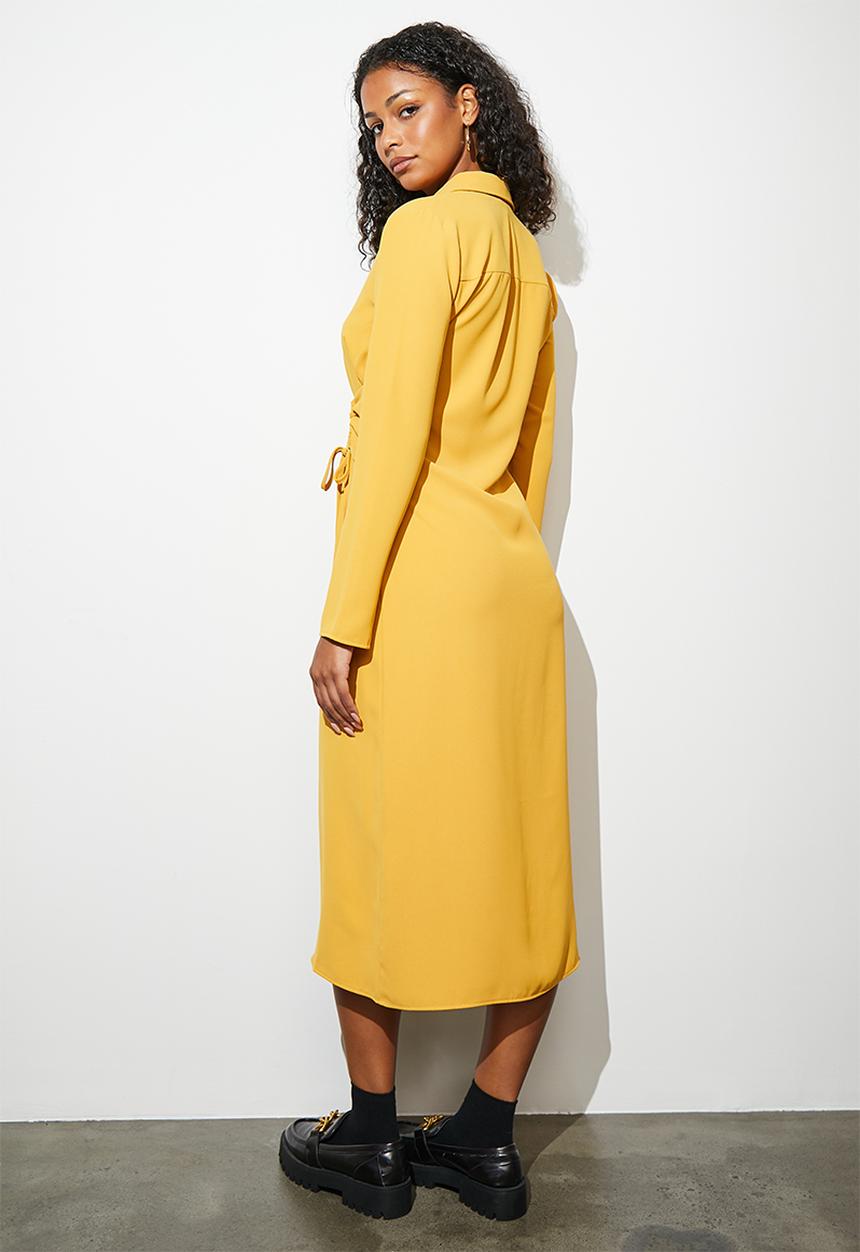 Superbalist - Wrap dress with drawstring detail - ochre