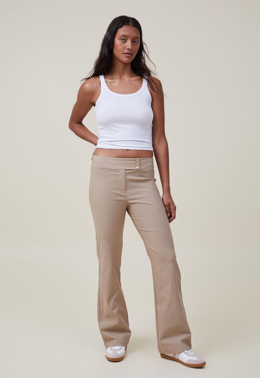 Cotton On - Cameron low rise suiting pant - taupe