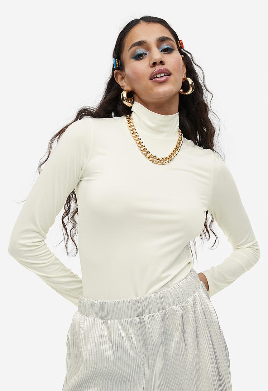 H&M - Long-sleeved jersey top - cream