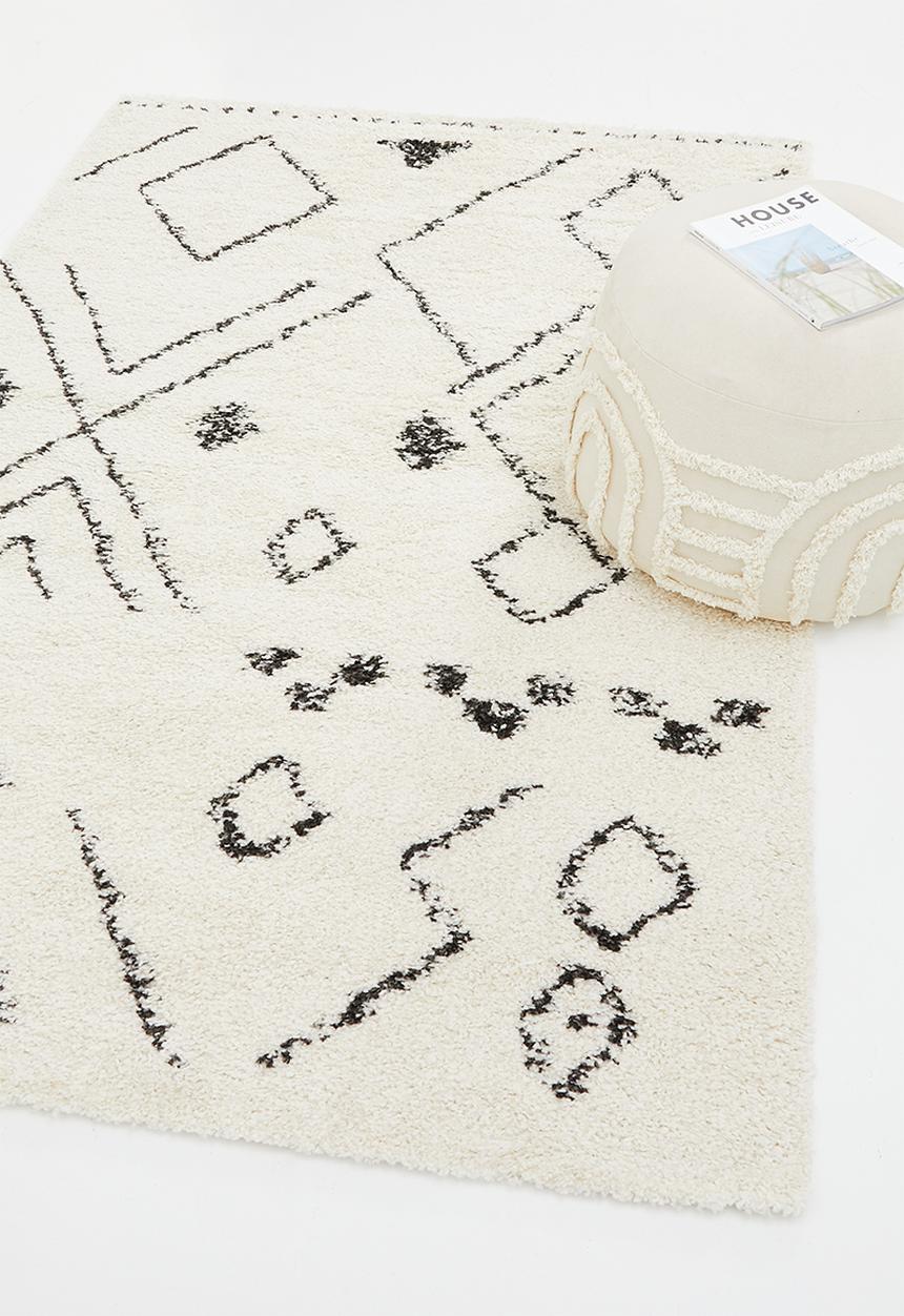 Fotakis - Graphic gipsy shaggy rug - cream/black