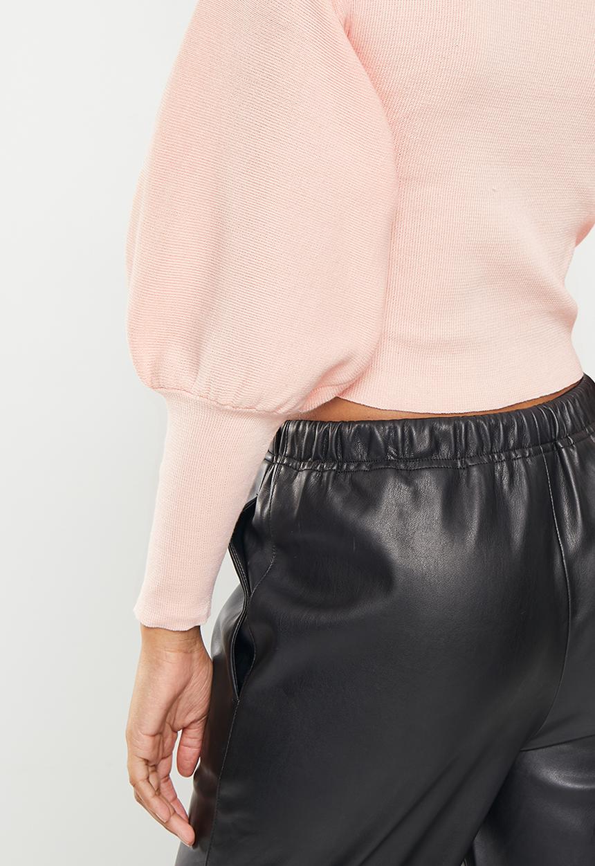 dailyfriday - Blouson sleeve high neck top - light pink