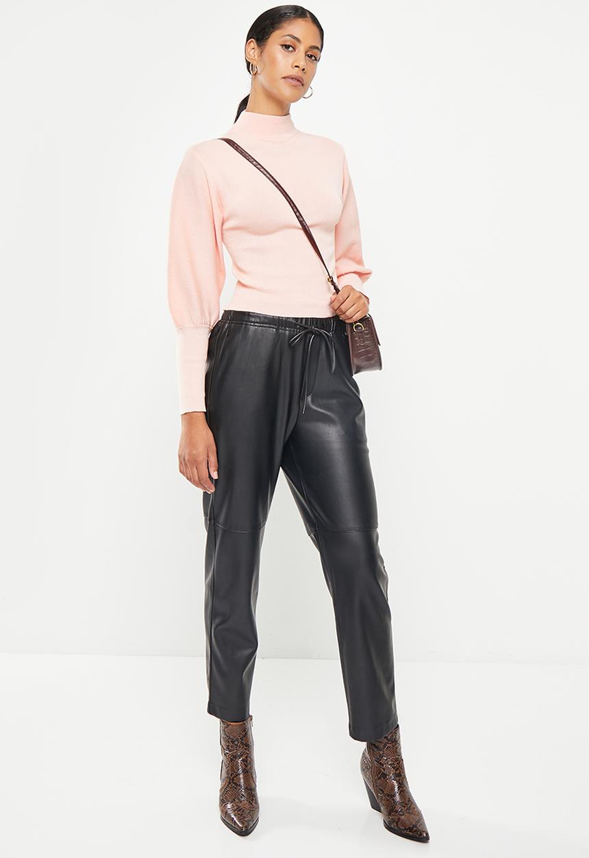 dailyfriday - Blouson sleeve high neck top - light pink