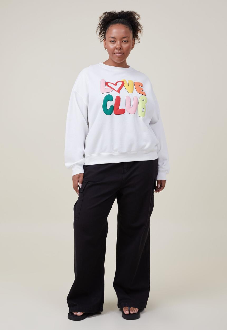 Cotton On - Curve classic graphic sweatshirt - love club/off white
