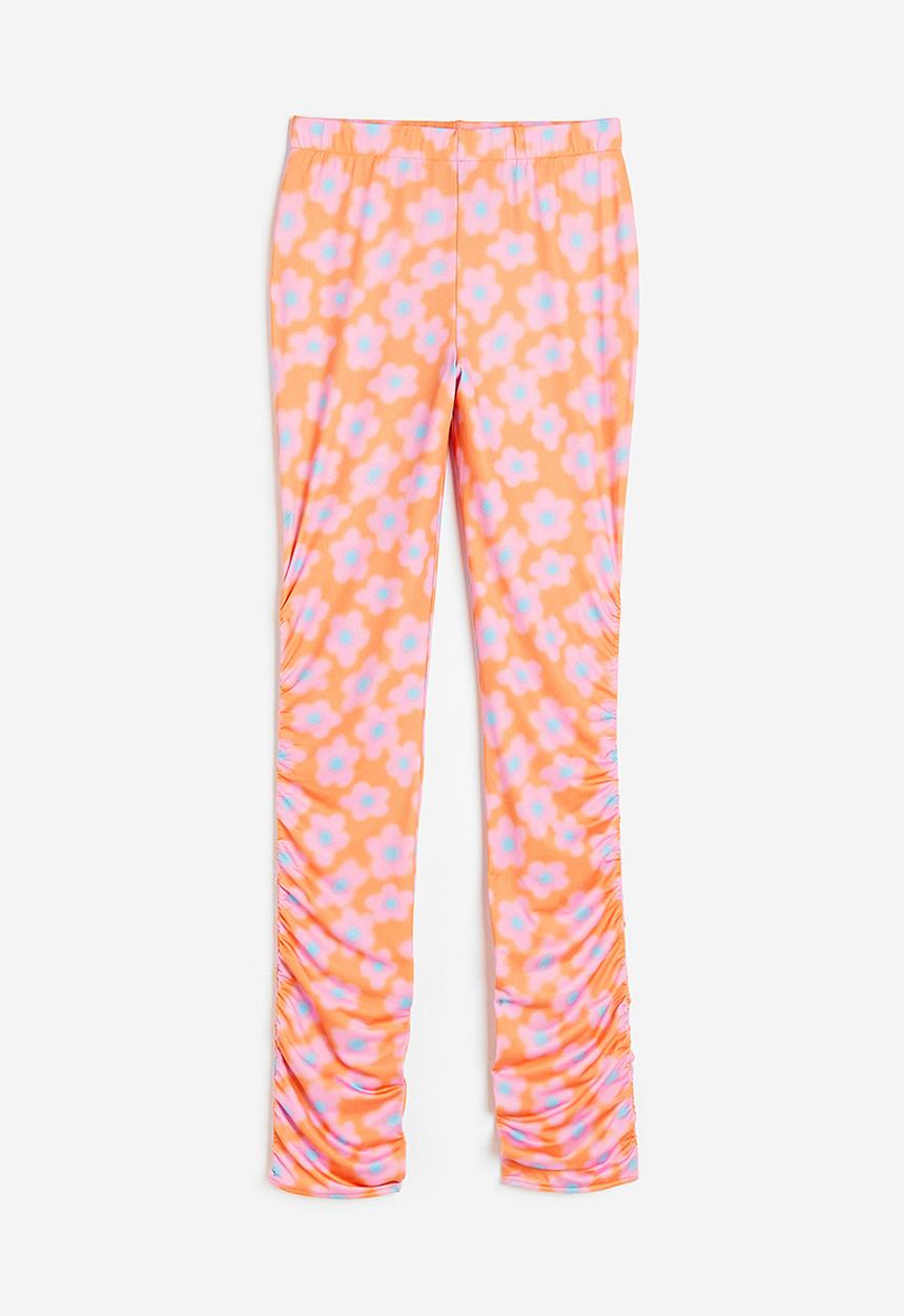 H&M - Gathered leggings - orange/floral